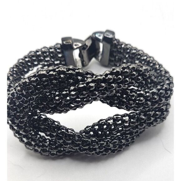 Gunmetal Love Knot Chunky Chain Bracelet Box Clasp 8.5in - Picture 3 of 6